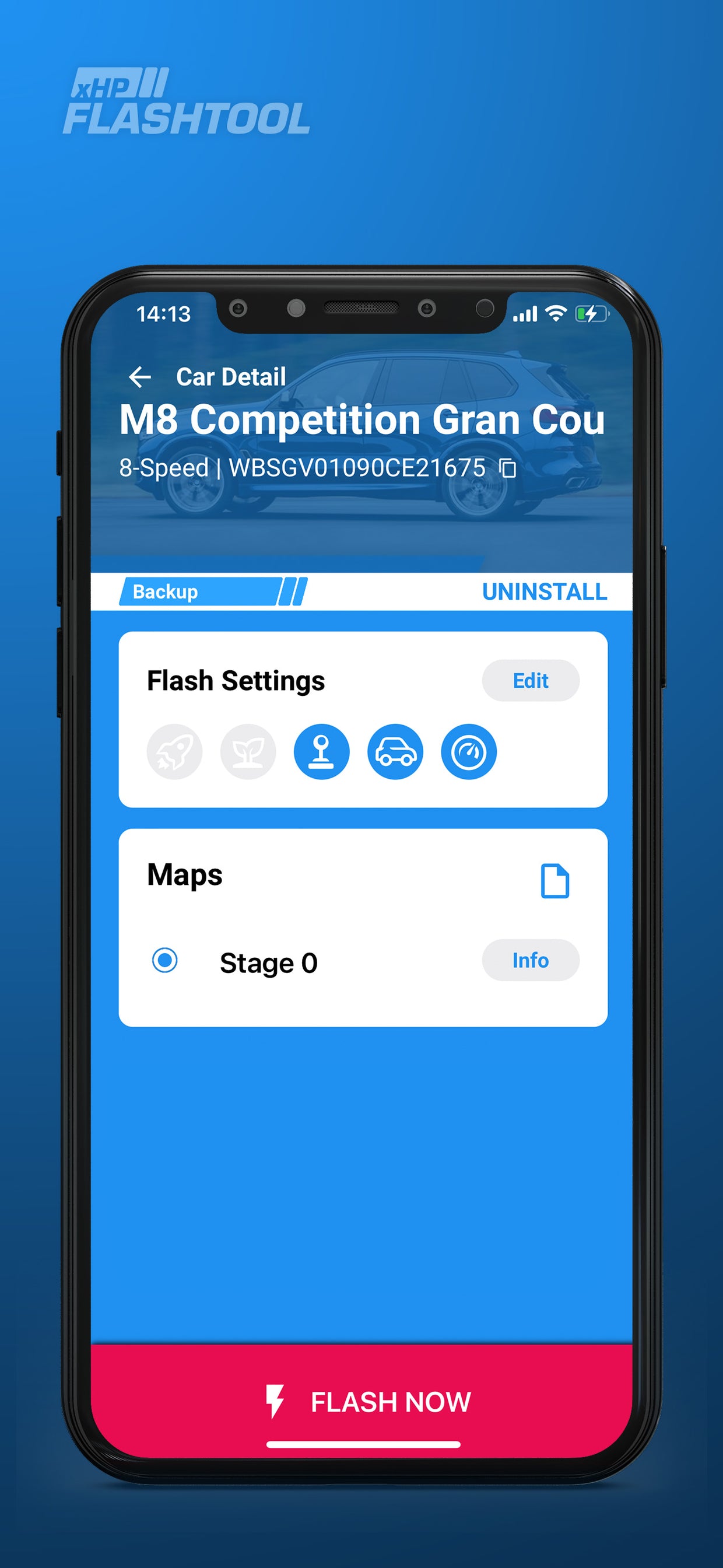 Screen xHP Flashtool App with Flash Settings and OTS Maps