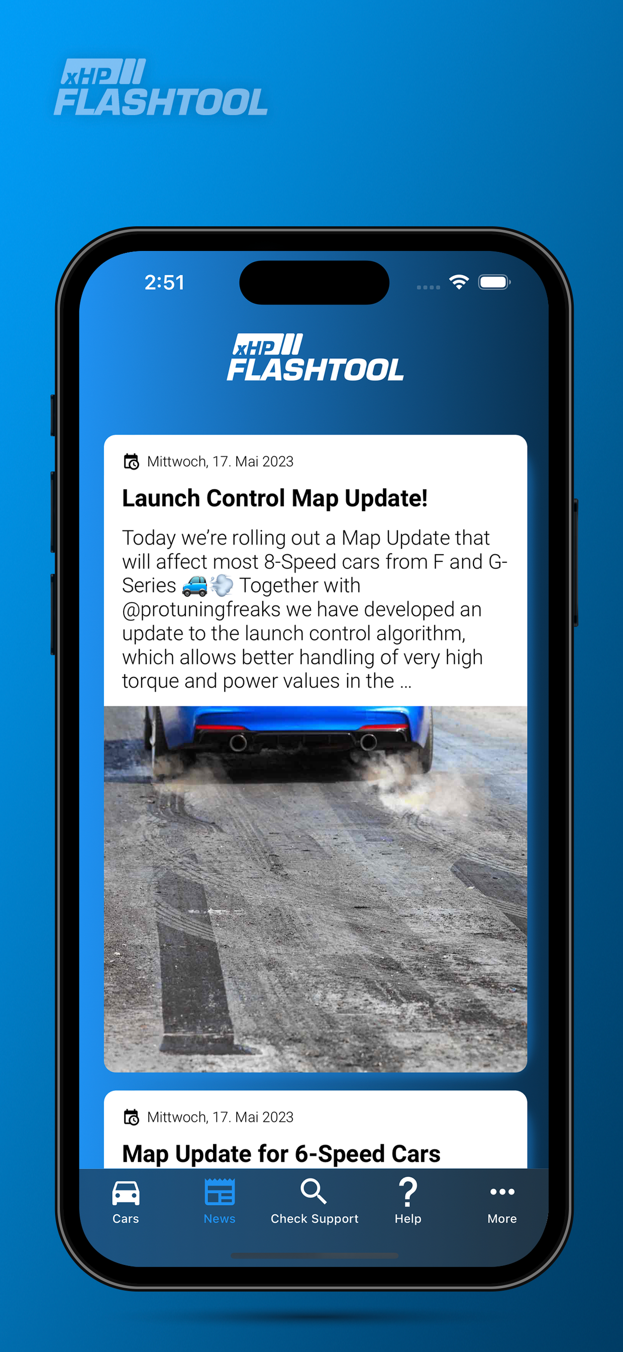Screen xHP Flashtool App with News Feed